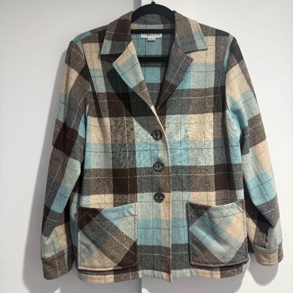 Pendleton Heritage Limited Edition Wool Plaid Jacket M USA Blue Brown